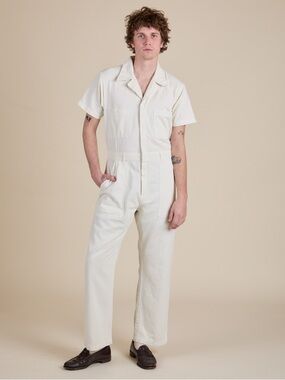 Big Bud Press Short-Sleeve Jumpsuit in Vintage Tee White